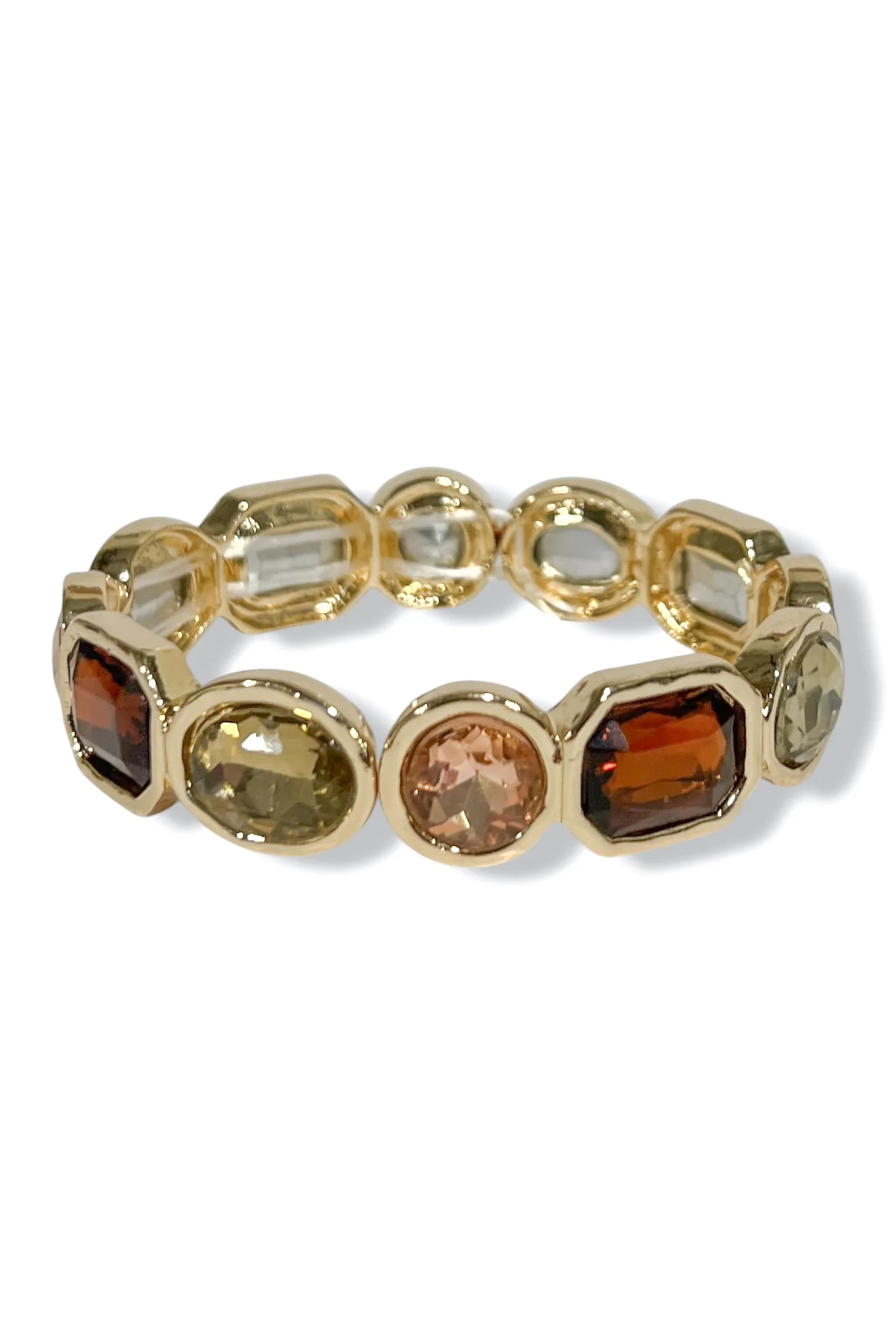 Trio Bezel Set Stretch Bracelet - Neutral