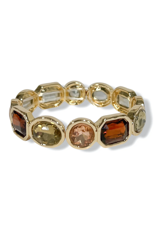 Trio Bezel Set Stretch Bracelet - Neutral