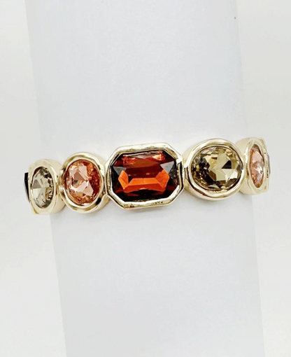 Trio Bezel Set Stretch Bracelet - Neutral