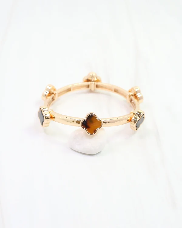 Reuben Clover Stretch Bracelet - Tortoise