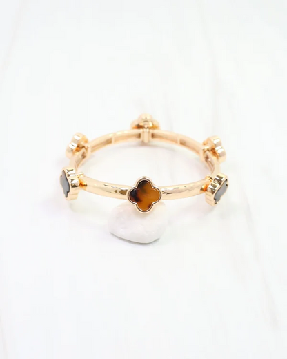 Reuben Clover Stretch Bracelet - Tortoise
