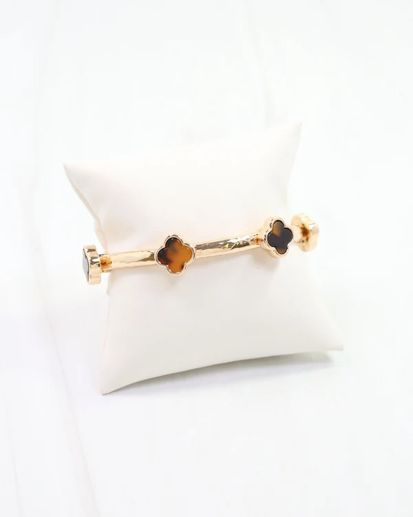 Reuben Clover Stretch Bracelet - Tortoise