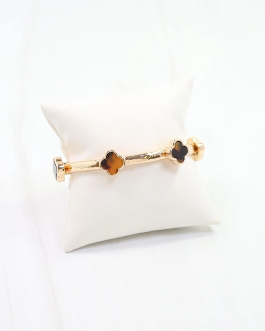 Reuben Clover Stretch Bracelet - Tortoise