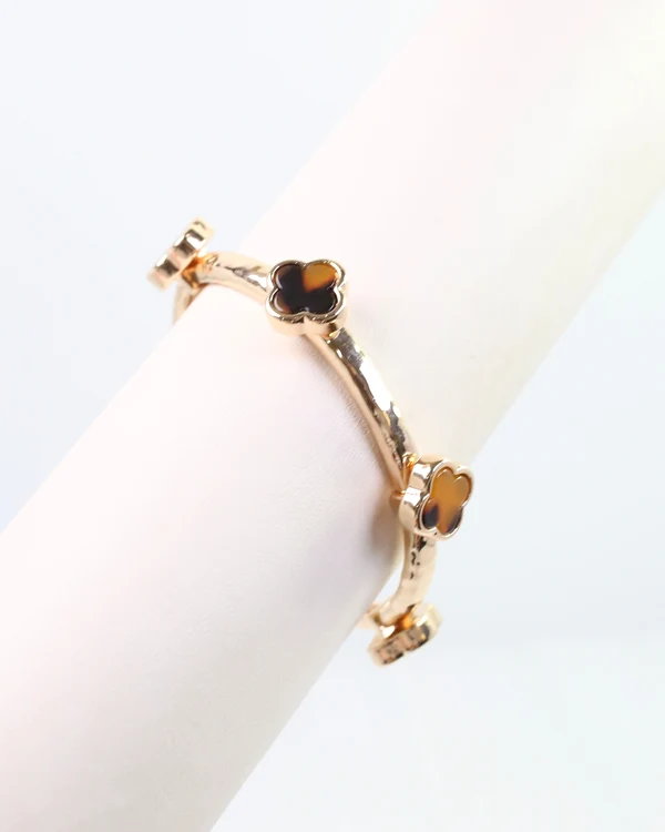 Reuben Clover Stretch Bracelet - Tortoise
