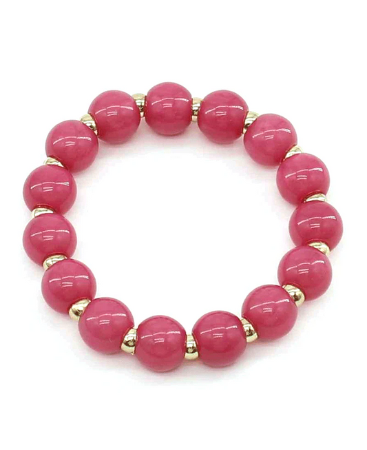 Bloom Resin Bead Stretch Bracelet - Berry