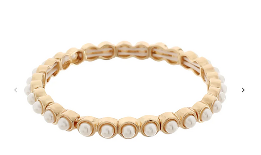 Kindred Bezel Stretch Bracelet - Pearl