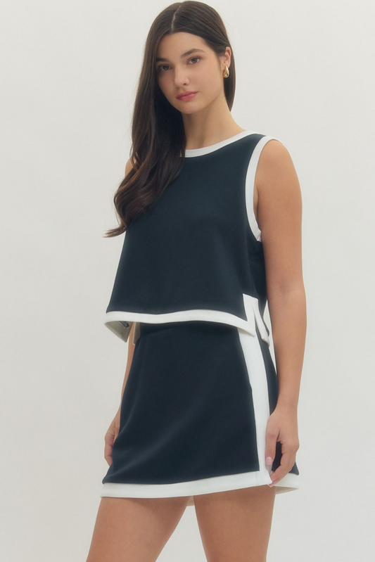 Marina Luxe Two Piece Skirt Set - Navy - Delta Swanky Girl