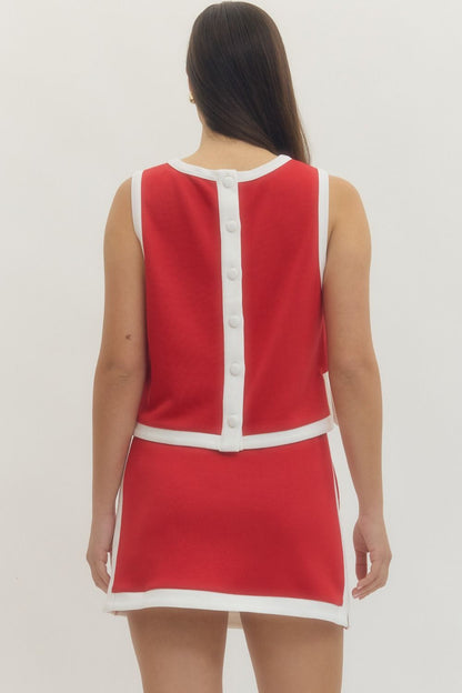 Marina Luxe Two Piece Skirt Set - Red - Delta Swanky Girl