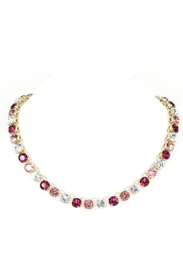 Berry Mix Baguette Rhinestone Necklace