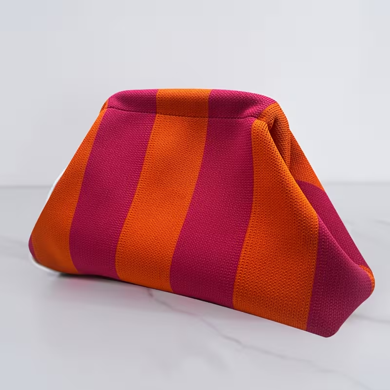 Urban Chic Stripe Clutch - Fuchsia/Pink