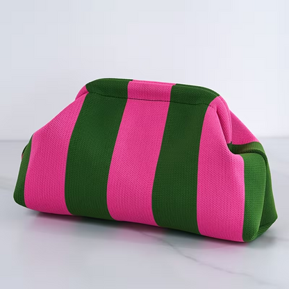 Urban Chic Stripe Clutch - Green/Pink