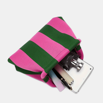 Urban Chic Stripe Clutch - Green/Pink