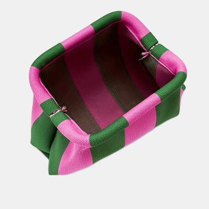 Urban Chic Stripe Clutch - Green/Pink