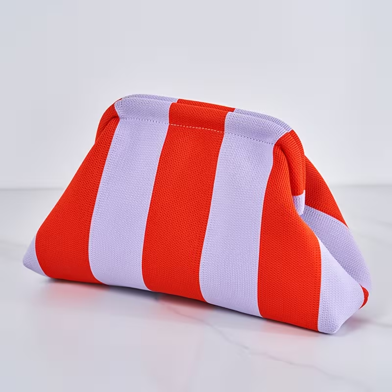 Urban Chic Stripe Clutch - Red/Purple
