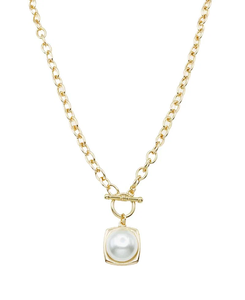 Icon Square Faceted Pearl Toggle Necklace
