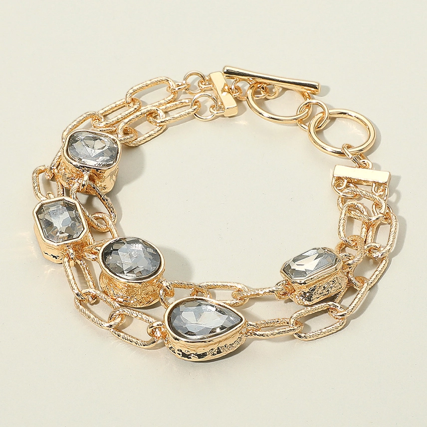 Goldie Faceted Stone Layered Bracelet - Black Diamond