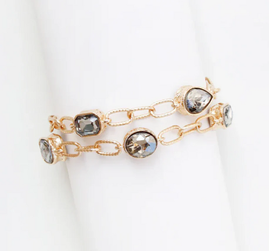 Goldie Faceted Stone Layered Bracelet - Black Diamond