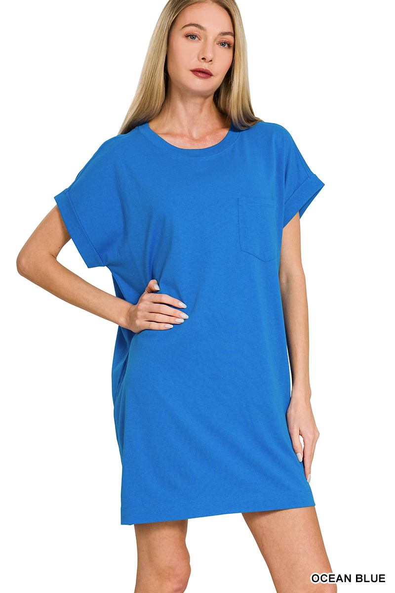 Halo Cotton T-Shirt Dress - Royal - Delta Swanky Girl