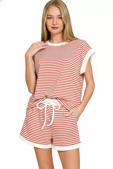 Vacay Mode Stripe Set - Red - Delta Swanky Girl