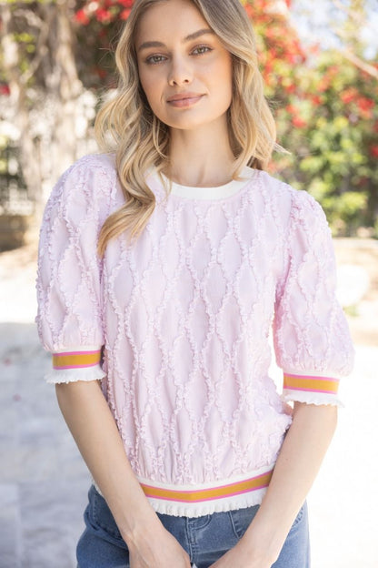 Blushing Beauty Diamond Texture Top - Pink - Delta Swanky Girl