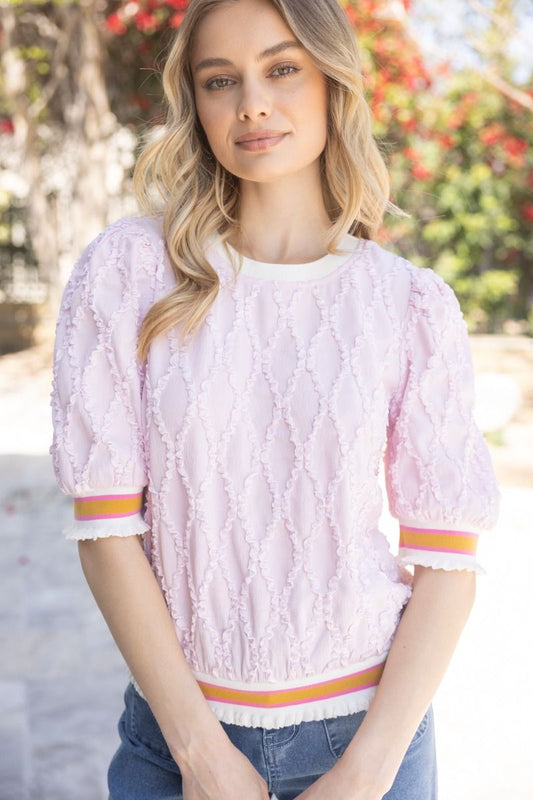 Blushing Beauty Diamond Texture Top - Pink