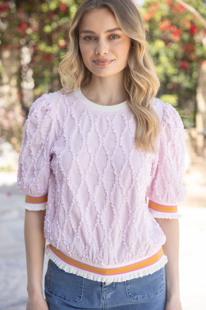 Blushing Beauty Diamond Texture Top - Pink - Delta Swanky Girl