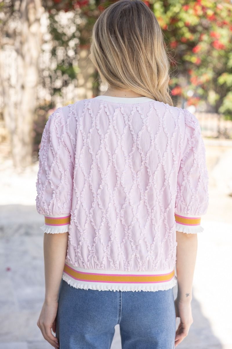 Blushing Beauty Diamond Texture Top - Pink - Delta Swanky Girl
