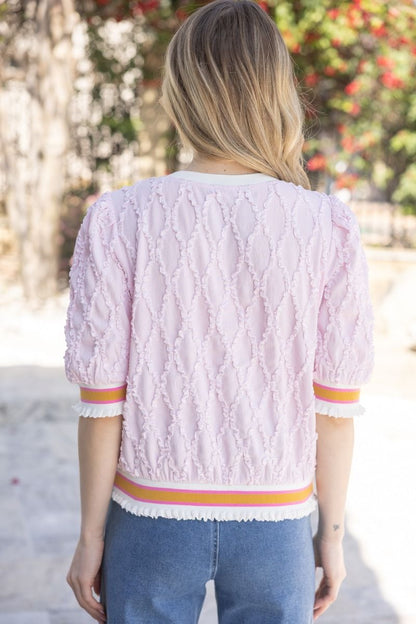 Blushing Beauty Diamond Texture Top - Pink - Delta Swanky Girl