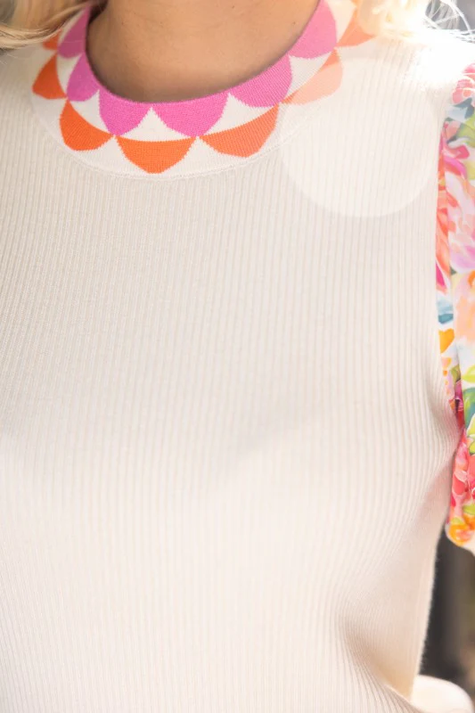 Sunset Blooms Puff Sleeve Top - Delta Swanky Girl