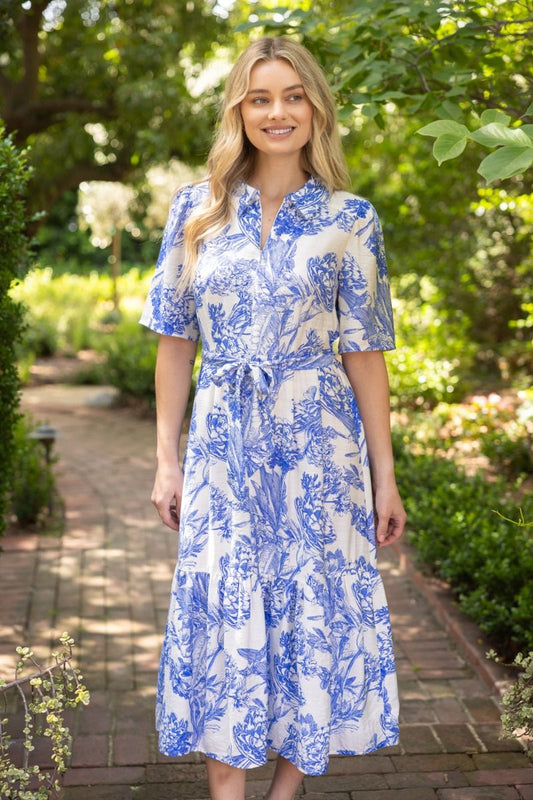 Bayside Breeze Floral Midi Dress - Delta Swanky Girl