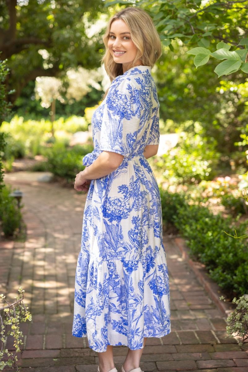 Bayside Breeze Floral Midi Dress - Delta Swanky Girl