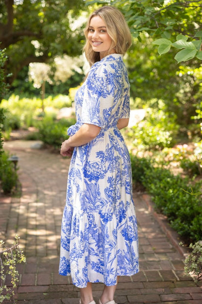 Bayside Breeze Floral Midi Dress - Delta Swanky Girl