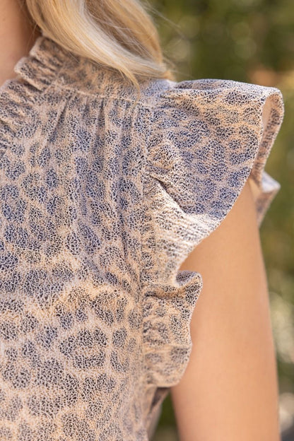 The Taupe Wildflower Top | Leopard Print Ruffle Sleeve Blouse