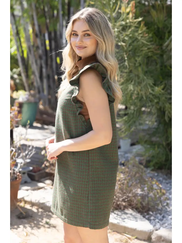 The Olive Heirloom Dress | Plaid Ruffle Sleeve Shift Dress