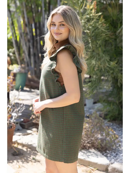 The Olive Heirloom Dress | Plaid Ruffle Sleeve Shift Dress