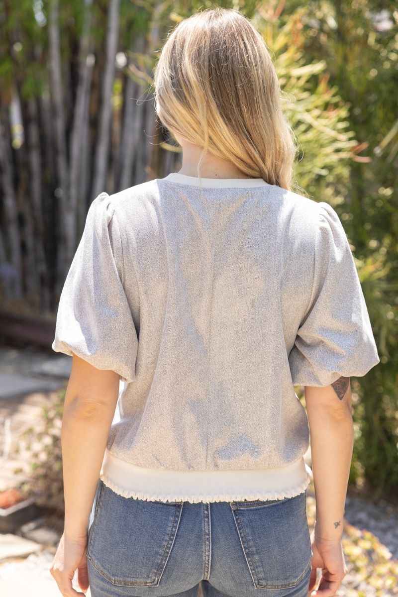 Evie Faux Leather Puff Sleeve Top - Cream