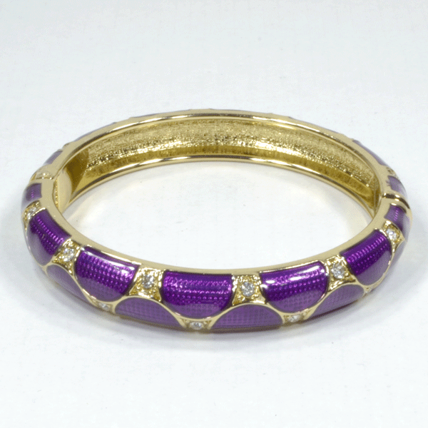 Vintage Enamel Hinge Bangle Bracelet - Purple - Delta Swanky Girl