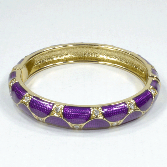 Vintage Enamel Hinge Bangle Bracelet - Purple