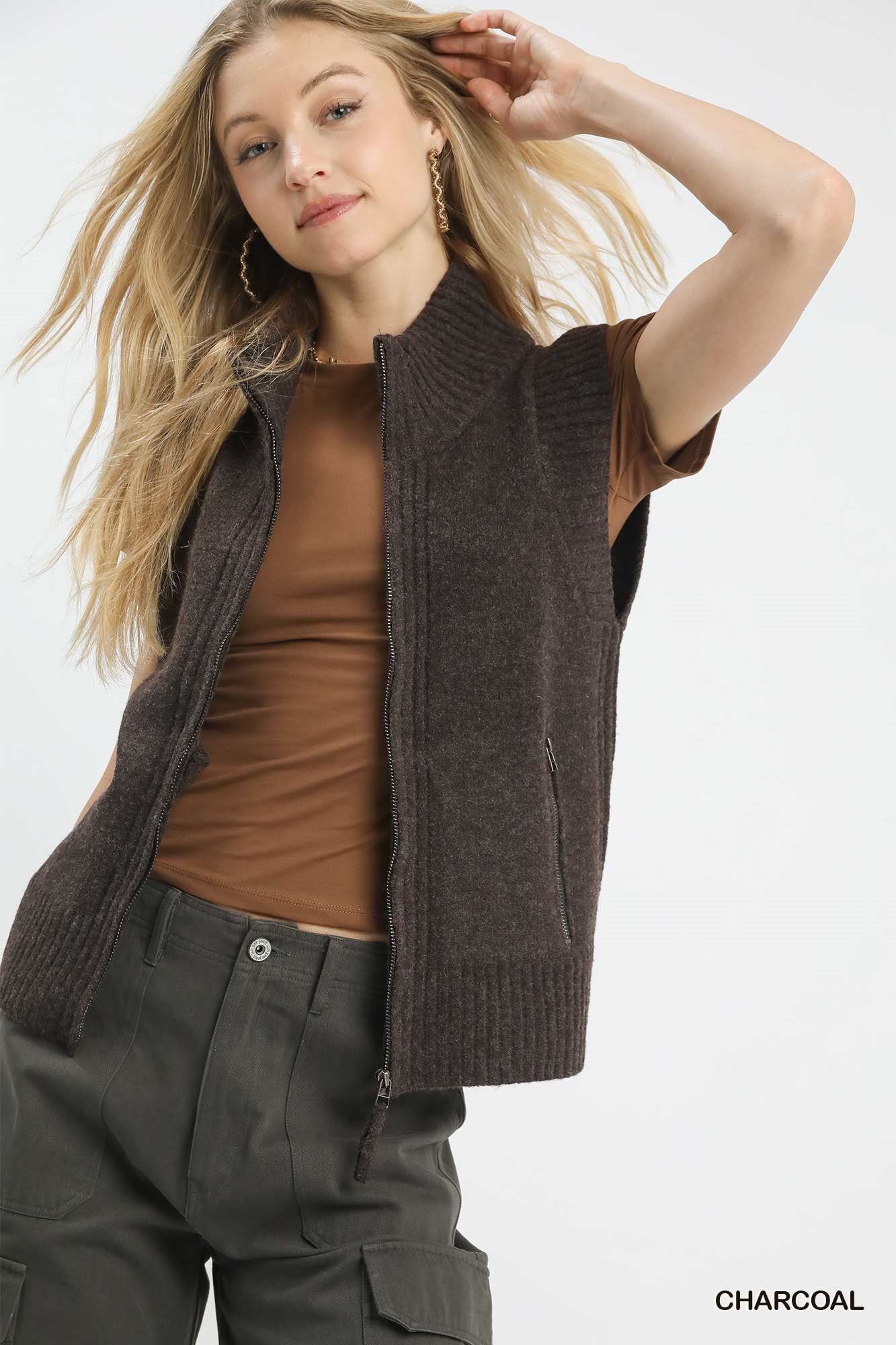 Top Shelf Ribbed Sweater Vest - Brown