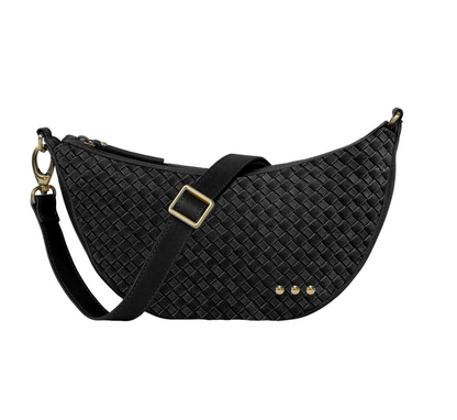 The Paige Crossbody | Woven Faux Suede Crescent Bag