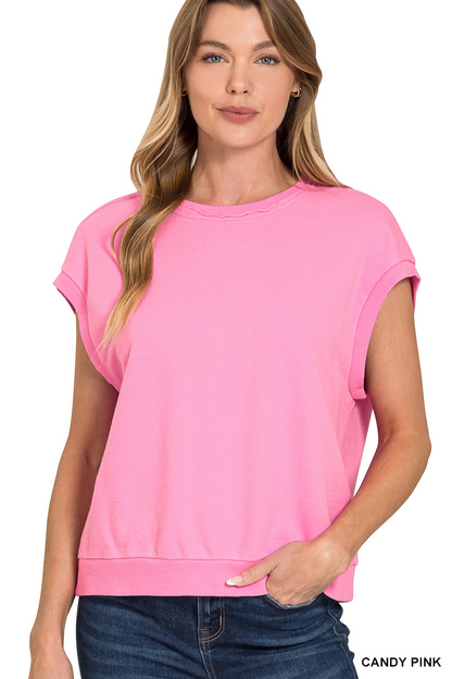 Simple Embrace Raw Edge Top - Pink - Delta Swanky Girl