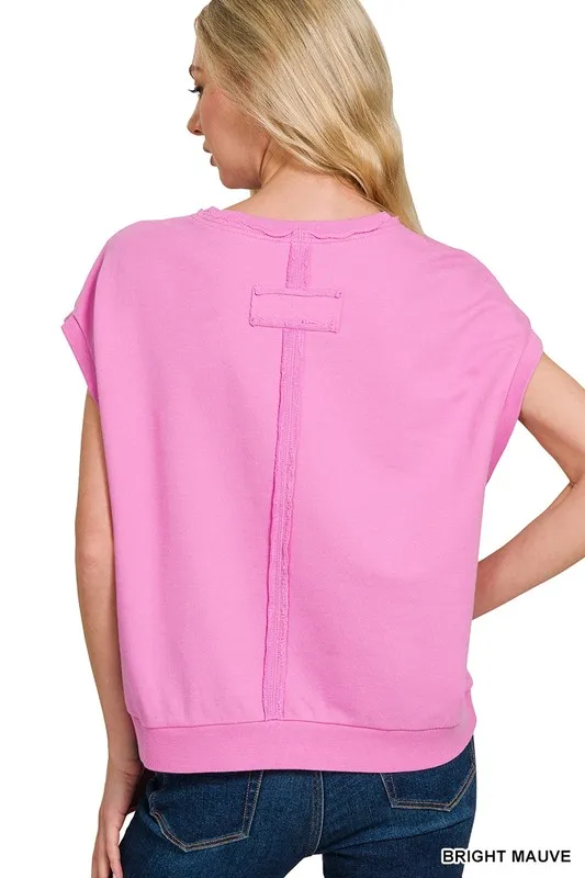 Simple Embrace Raw Edge Top - Pink - Delta Swanky Girl