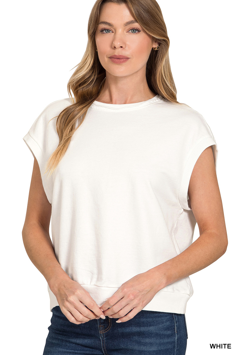 Simple Embrace Raw Edge Top - White - Delta Swanky Girl