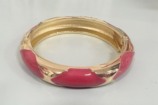 Lolli Enamel Hinge Bangle Bracelet - Fuchsia