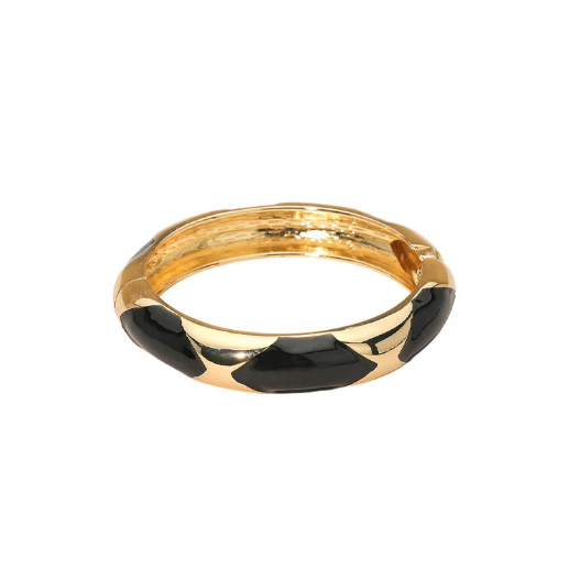Lolli Enamel Hinge Bangle Bracelet - Black