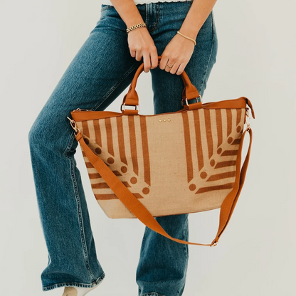 The Market Muse Tote | Patterned Jute Crossbody Tote