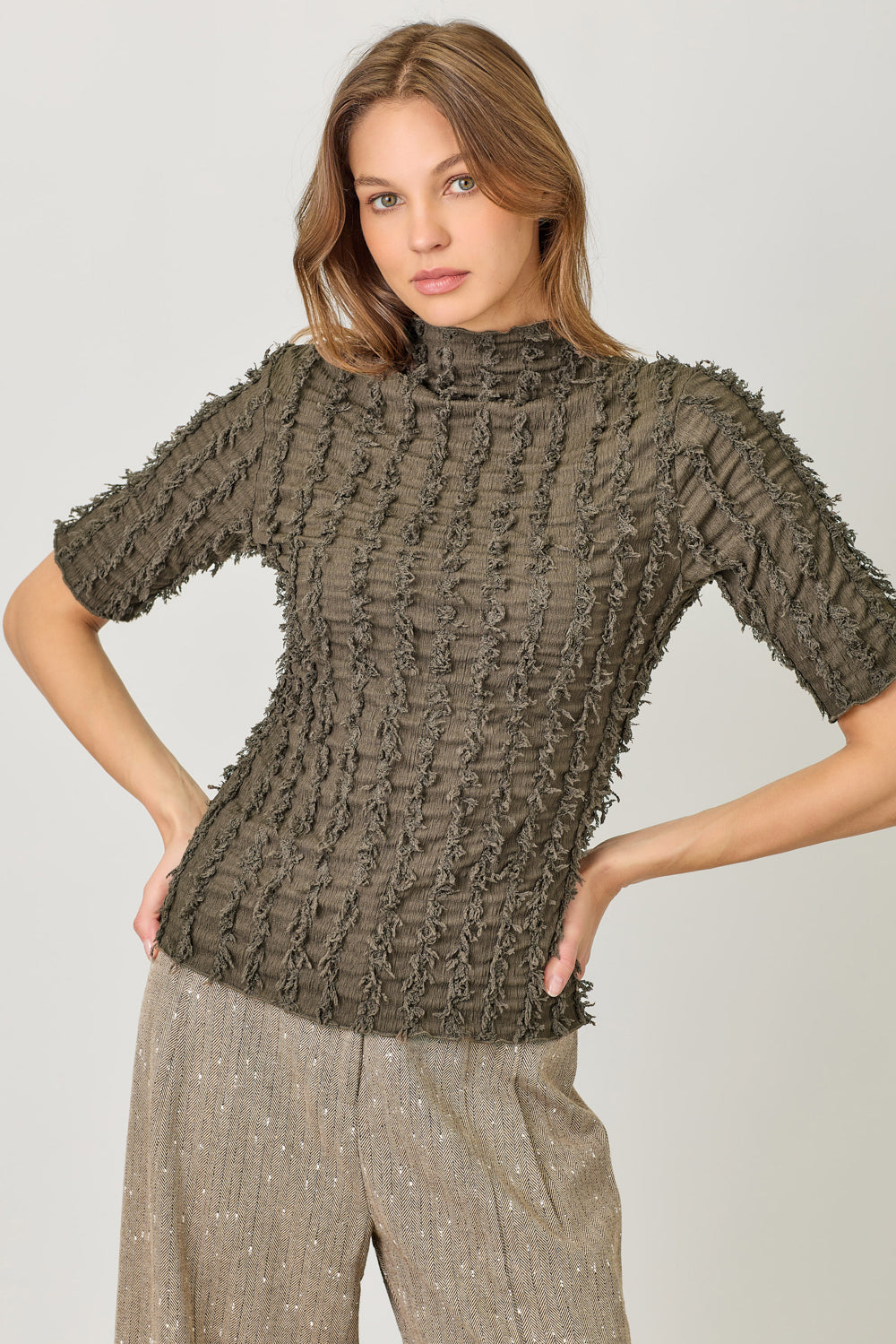In The Loop Fringe Top - Brown