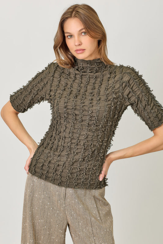In The Loop Fringe Top - Brown