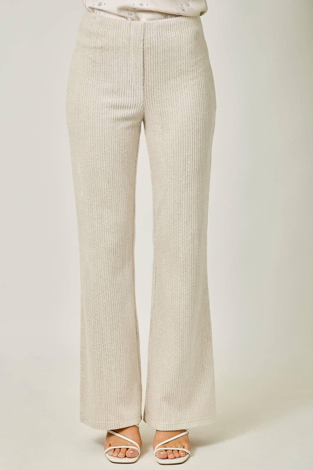 Velveteen Corduroy Bootcut Trouser - Ivory