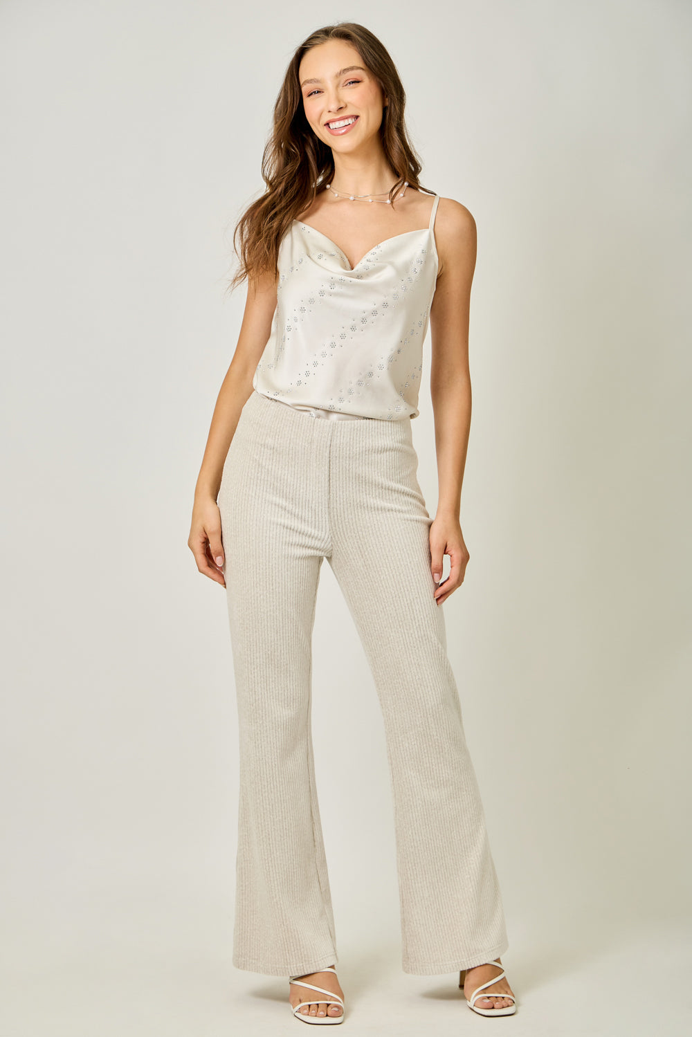 Velveteen Corduroy Bootcut Trouser - Ivory